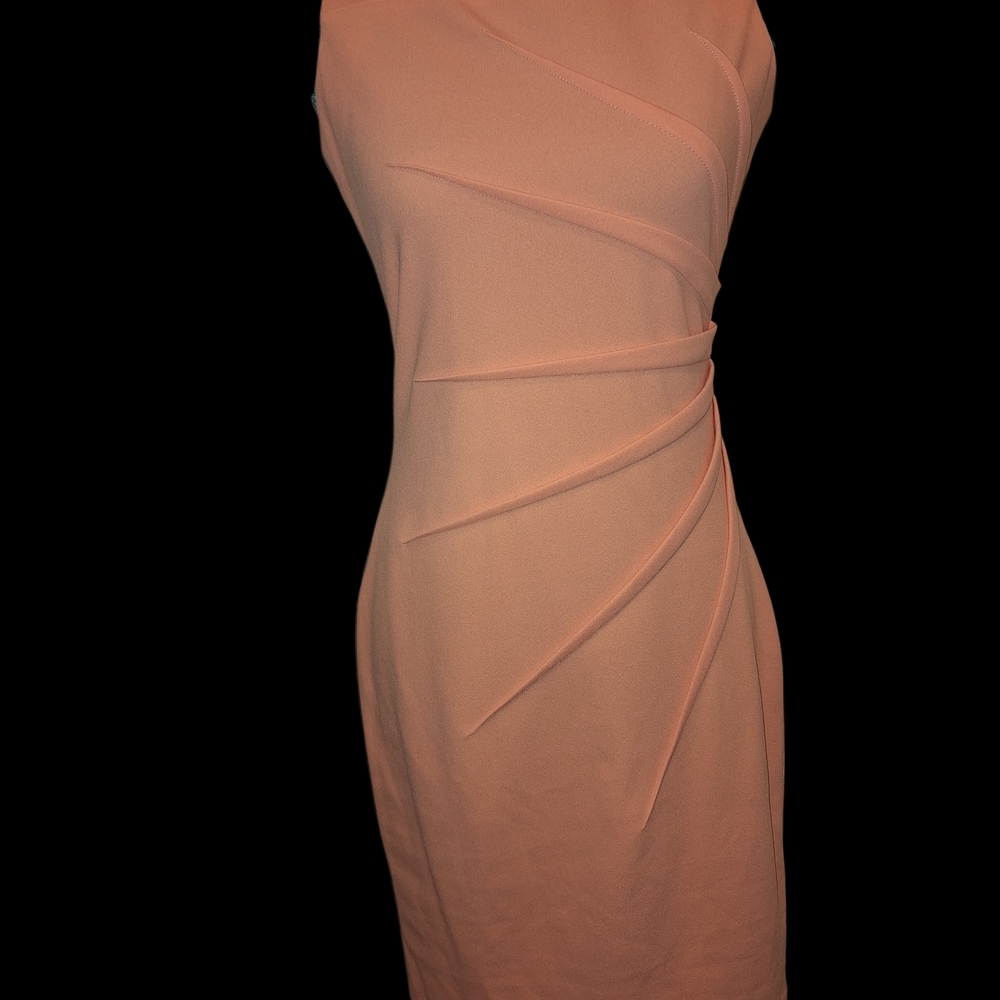 Calvin Klein One-Shoulder Peach Sheath Dress